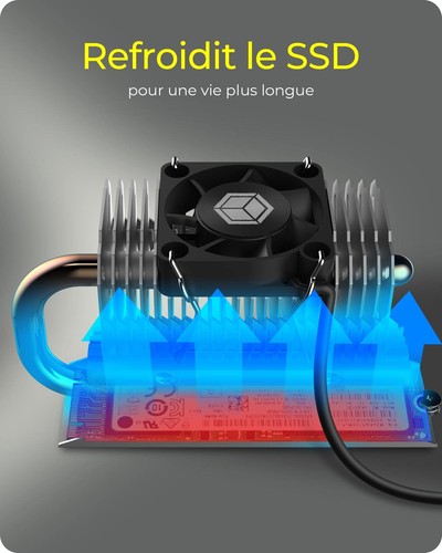 M.2 Heatpipe Cooler avec Ventilateur de 30 mm de Hauteur pour SSD M.2 2280 Al... - Afbeelding 7 van 7