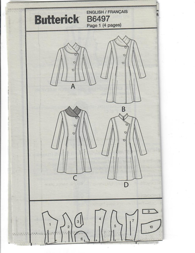 Butterick B6497 Sewing Pattern Misses Petite Loose-fitting Jacket & Coat 16-24 - Picture 3 of 4