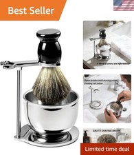 Travel-Ready Shaving Kit for Men: Soft Brush, Bowl Rust-Resistant Stand