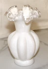 Vintage Fenton white Silver Crest Melon vase 6" tall