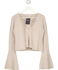 HOUSE OF CB 2-piece Aster Beige Wool Cashmere Long Sleeve Cardigan And Cami Top