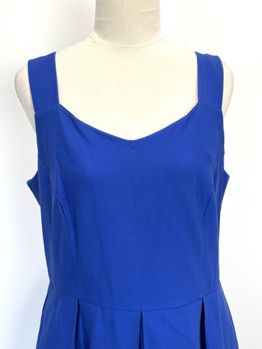 Mei Mei Womens Dress Royal Blue Sleeveless Fit Flare Pleated Midi Cocktail 14 XL - Picture 2 of 15