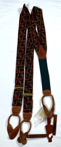 NUEVO Polo Ralph Lauren Para Hombres Tirantes de Seda Tirantes Caballos Ecuestres Cuero - Imagen 1 de 4