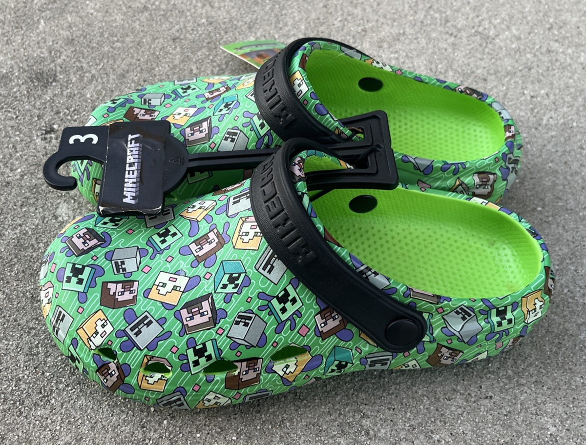 Minecraft Crocs Clogs Green Youth Size 3 Creeper Characters 