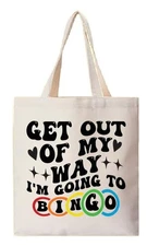 Canvas Tote Bag Book Bag Bingo Bag I'm Going To Bingo TB09