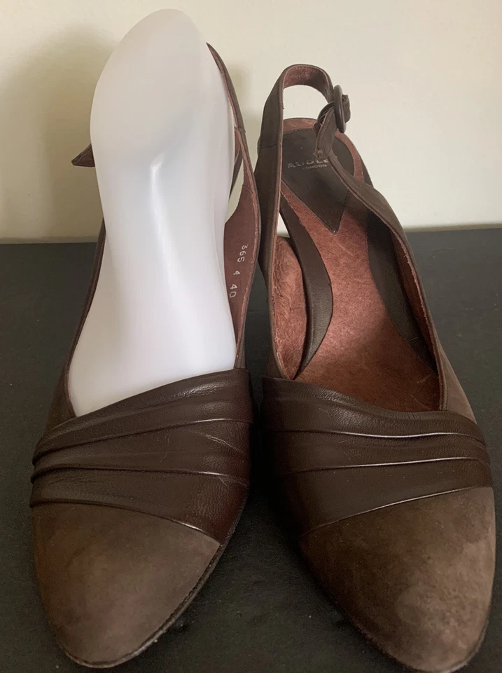 Tacones de cuña Audley London marrón barroco gamuza cuero para mujer EU 40 US 9 Foto 2 de 4