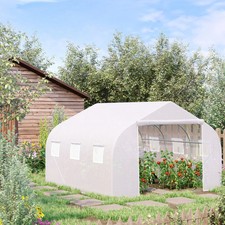 Outsunny 12' x 10' x 7' Outdoor Walk-In Tunnel Greenhouse White