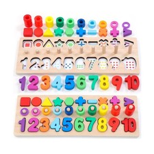 Wooden Montessori Toys for Kids Toddler Number Puzzles Sorter Count... Fast Ship