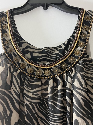 Vestido JULES & LEOPOLD Estampado de Cebra Media Pantorrilla Informal Sin Mangas de Gasa Talla S Nuevo con Etiquetas - Imagen 2 de 12