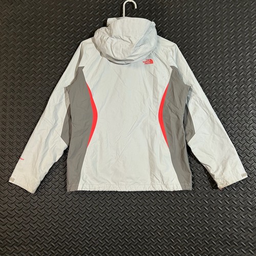 The North Face Women's HyVent Jacket Gray Red Hooded Waterproof Windbreaker M - Picture 2 of 9
