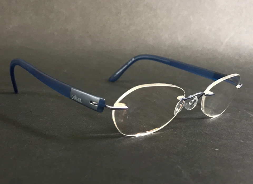 Silhouette Eyeglasses Frames 6703 45 6058 7608 Navy Blue Rimless Oval 48-17-135 - Image 3 of 4