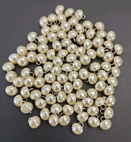 100 Stück Elfenbein Perlen Halb Kuppel Knöpfe mit Metallschaft 6 mm Maße
