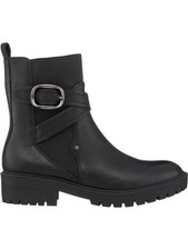 G.C. SHOES Womens Black Buckled Cross Strap Back Pull-Tab Cammen Booties 6
