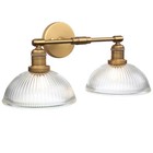 Yosoan 2-Light Brass Indoor Wall Sconce with Striped Shade, Modern Vanity Lig...