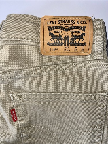Levi’s 514 Size 12 Regular 26x26 Beige Jeans Boys Denim Casual Pants Adjustable - Picture 2 of 7
