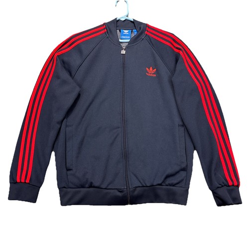 Adidas Track Jacket Mens L Large Navy Red Originals Superstar Soccer 3 Stripes