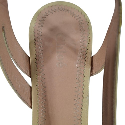 Chloe Platform Sandals Leather Cork Wedge Heels Sling Back Tan Womens Size 38.5 - Picture 11 of 12