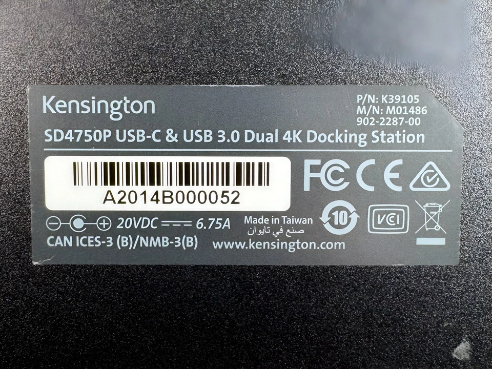 Estación de Acoplamiento Híbrida Doble 4K Original Kensington SD4750P USB-C 3.0 Foto 3 de 4