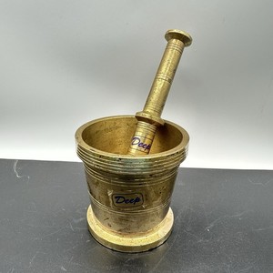 Vintage Solid Brass Mortar And Pestle Heavy Spice Grinder 3" Kitchen Decor India