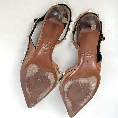 Valentino RockStud Leder Riemchen Pumps Gr. 36 schwarz mittelhoher Absatz spitz zulaufend - Bild 9 von 24