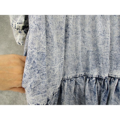 Shannon Passero Dress Small Tiered Babydoll Acid Wash Tencel Denim Tie Ruffle - Picture 5 of 11