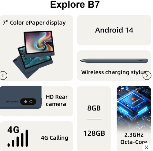 BIGME B7, 7-calowy kolorowy tablet ePaper z połączeniem 4G, 8 GB + 128 GB - Zdjęcie 3 z 19