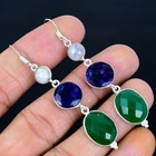 Green Onyx 925 Silver Plated Handmade Earrings of 2.76"