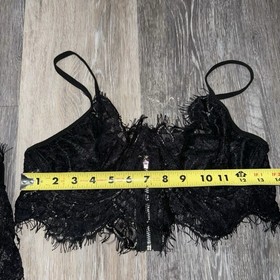 Black Lace Lingerie Set - Lace Bra with Lace Shorts - Size Small
