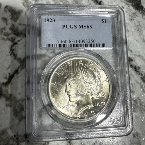 1923 Peace Dollar PCGS MS63 Grade Nice Luster