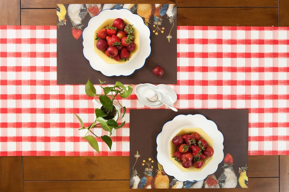 Paper Table Runner Roll - Red White Buffalo Check Plaid Pattern for Parties o... - Image 3 of 4