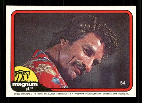 Donruss Magnum P.I. 1983 #54 (anlehner Kopf, perplex, rotes Hemd)