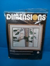 DIMENSIONS Crewel Craft Kit Vintage SNOWY OWL 22x18 Frame Mat #1282 Wool Yarn