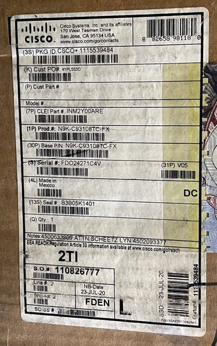 CISCO N9K-C93108TC-FX NEXUS 48 PORT + 6 X40/100 QSFP+ GIGABIT ETHERNET SWITCH - 第 6/6 張圖片