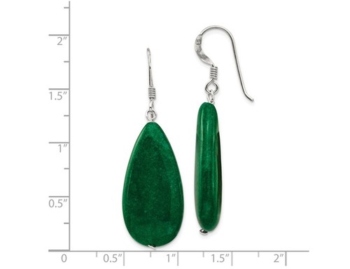 Green Jade Earrings in Sterling Silver - Picture 3 of 4