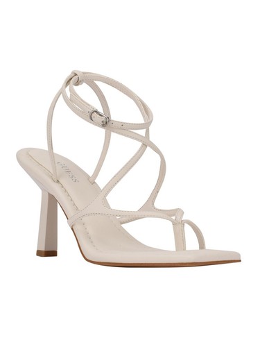 GUESS Womens White Strappy Leeba Square Toe Stiletto Heeled Thong Sandals 9.5 M