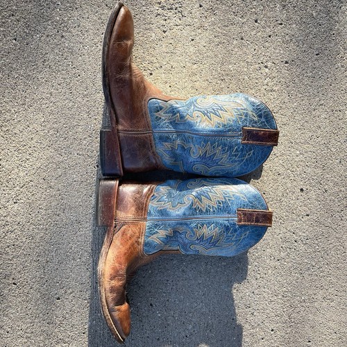 Rare Double H DH3221 LEATHER INSOLE Cowboy Western Boots Men's 8.5D Blue -Mexico - Picture 7 of 14