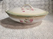 Antique Crown Potteries Co Round Covered Vegetable Soup Tureen Lidded