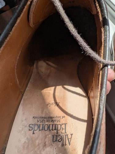 Scarpe eleganti Allen Edmonds Hale Oxford 9,5 D 5438 castagno con punta in acciaio - Foto 18 di 24