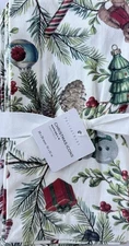Pottery Barn Nostalgic Christmas Icon Cotton Twill Napkins Set/4