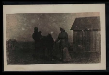 RPPC Postcard Shadowy Figures with Horse, Poor Exposure c1910