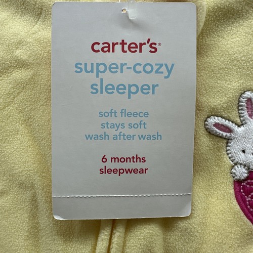 Neu Carter's Bunny weicher Fleece Pyjama Mädchen Schlafanzug Footie gelb 6 Monate - Bild 2 von 9