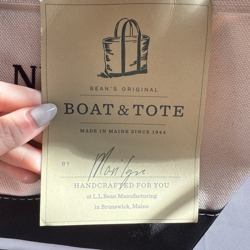 LL Bean Canvas Boot und Beuteltasche Tasche Creme & Schwarz Mini Handtasche Neu mit Etikett Monogramm - Bild 8 von 11