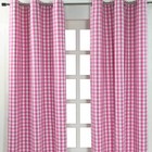 Pink Gingham Eyelet Curtains 100% Cotton 137x228cm Country Style Check Pattern