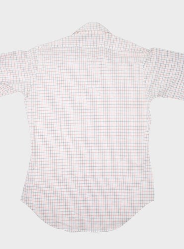 Vintage Sears Shirt Mens Large 15.5 White Plaid Stretch Dagger Collar Button Up - Picture 7 of 8
