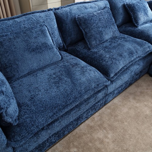 Large L-Shaped Chenille Sectional Sofa w/ Movable Pedals - Picture 9 of 21