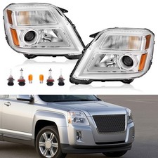 Left Right Chrome Projector Headlights Headlamp For GMC Terrain 2010-2015 W/Bulb