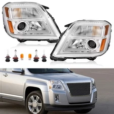 Left Right Chrome Projector Headlights Headlamp For GMC Terrain 2010-2015 W/Bulb