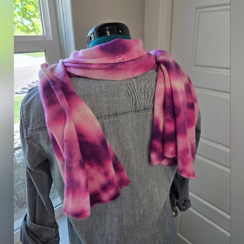 LILA ROSA TIE-DYE ABSTRAKT 100 % KASCHMIR LANGER SCHAL LEICHT DAMEN OS KUSCHELIG - Bild 3 von 10