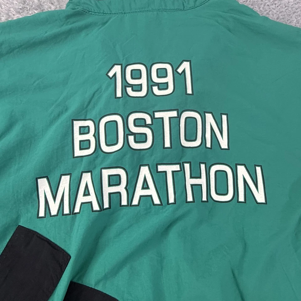 复古阿迪达斯夹克男式大号波士顿马拉松 1991 年风衣美国 90 年代 — 第 2/4 张图片