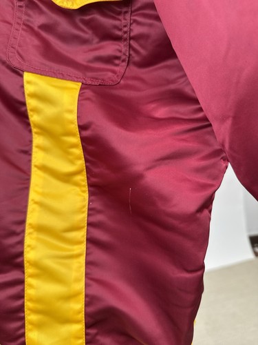 Vintage 1980s Silk Horse Racing Jockey Jacket Yellow and Burgundy Color Block - Picture 16 of 21